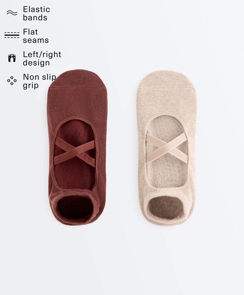 Носки для йоги и пилатеса из хлопкового смесового материала с перекрестными ремешками, 2 пары