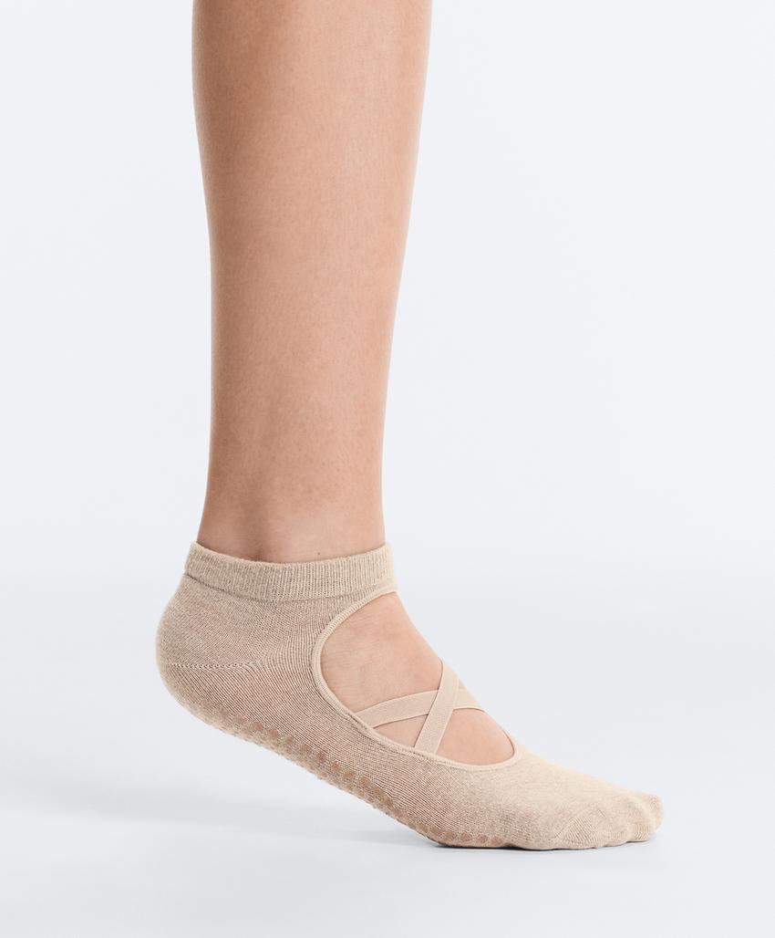 Носки для йоги и пилатеса из хлопкового смесового материала с перекрестными ремешками, 2 пары