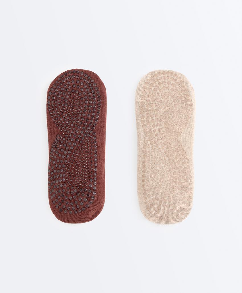 Носки для йоги и пилатеса из хлопкового смесового материала с перекрестными ремешками, 2 пары