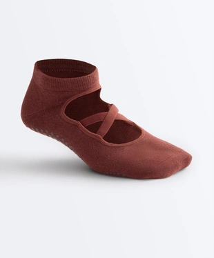 Носки для йоги и пилатеса из хлопкового смесового материала с перекрестными ремешками, 2 пары- Заказать в России