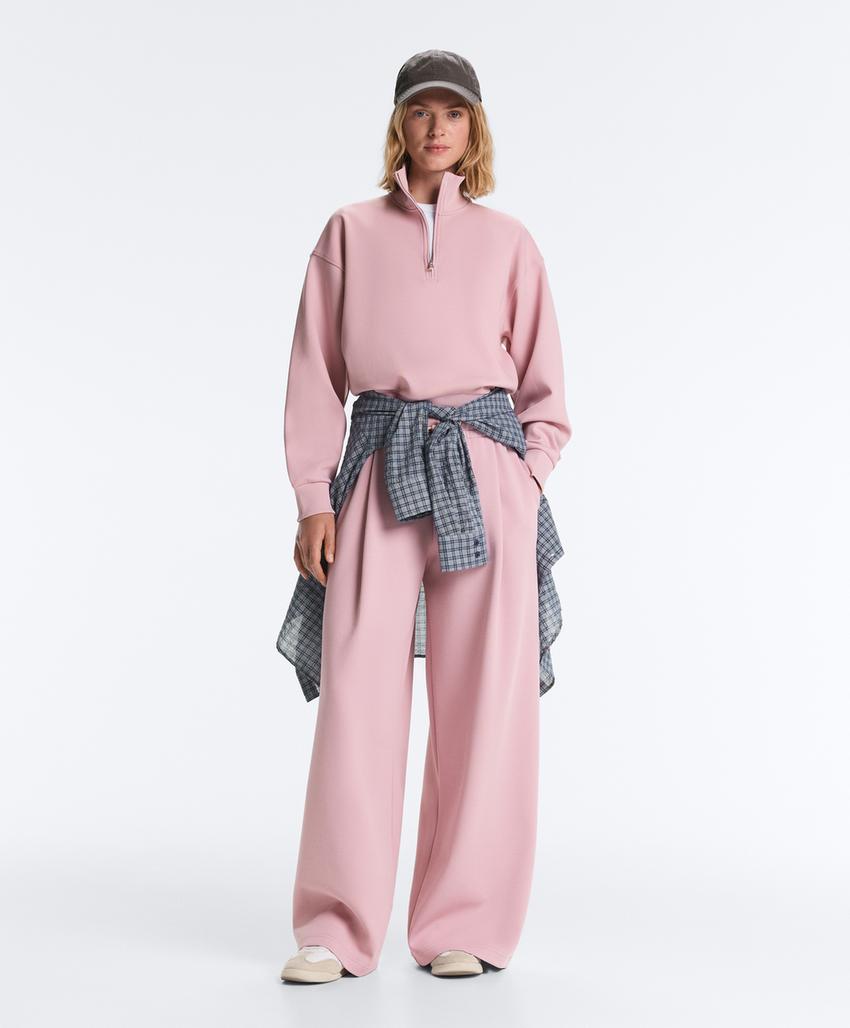 Прямые брюки из хлопка пике со складками