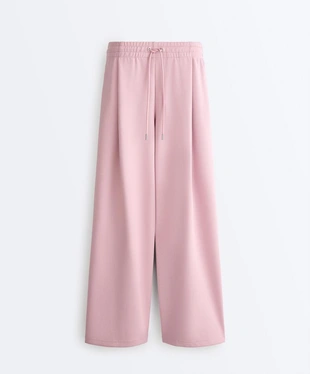 Прямые брюки из хлопка пике со складками- Заказать в России