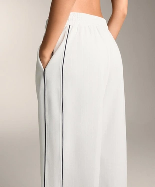 Брюки-пике с боковым Piping из хлопка- Заказать в России