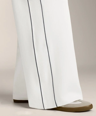 Брюки-пике с боковым Piping из хлопка- Заказать в России