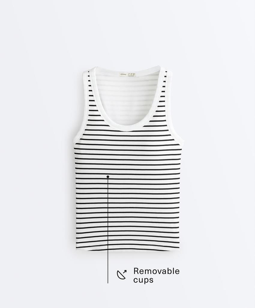 Удлиненный Майка - топ из модала в рубчик в полоску