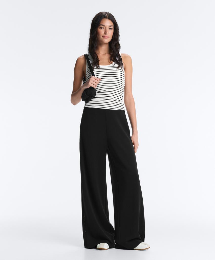 Удлиненный Майка - топ из модала в рубчик в полоску