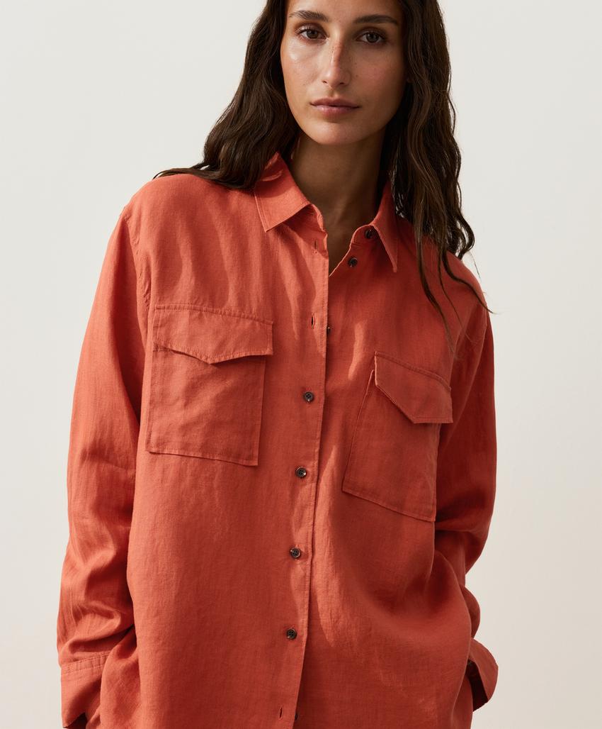 Рубашка из 100% льна с карманами