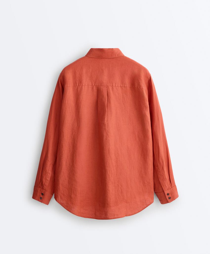Рубашка из 100% льна с карманами