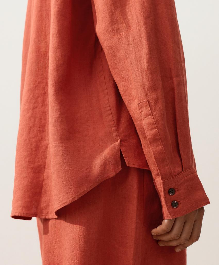 Рубашка из 100% льна с карманами