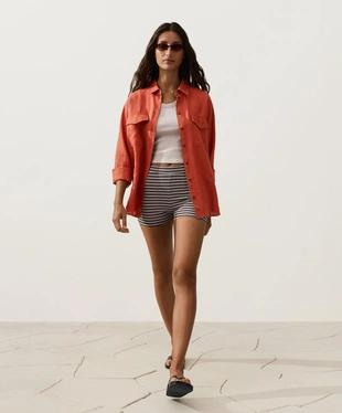 Рубашка из 100% льна с карманами- Заказать в России