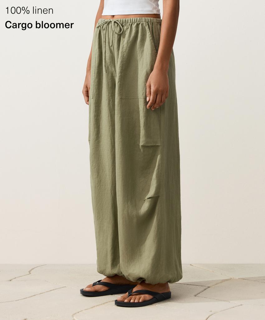 Брюки-блумберы карго из 100%-го льна