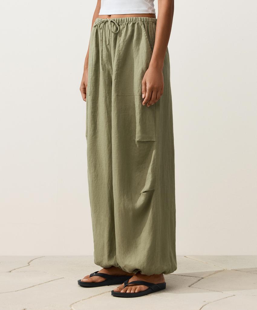 Брюки-блумберы карго из 100%-го льна