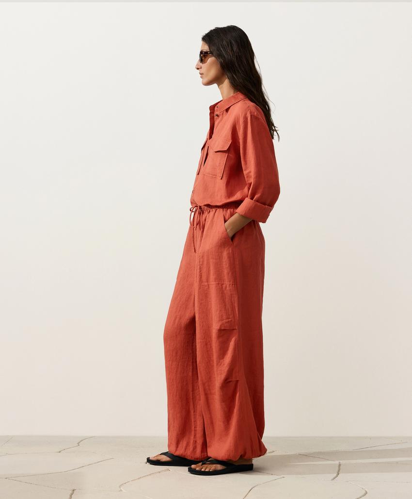 Брюки-блумберы карго из 100%-го льна