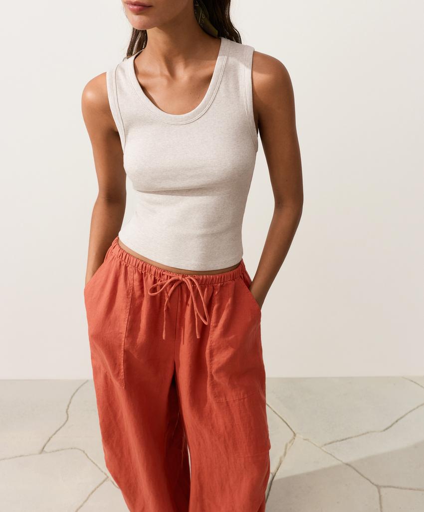 Брюки-блумберы карго из 100%-го льна