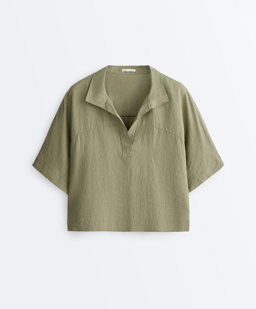 Рубашка оверсайз из 100%-го льна с короткими рукавами