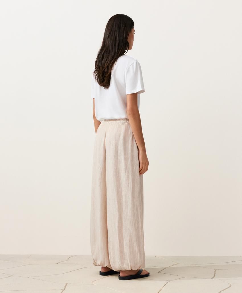 Брюки-блуммеры из 100%-го льна в полоску