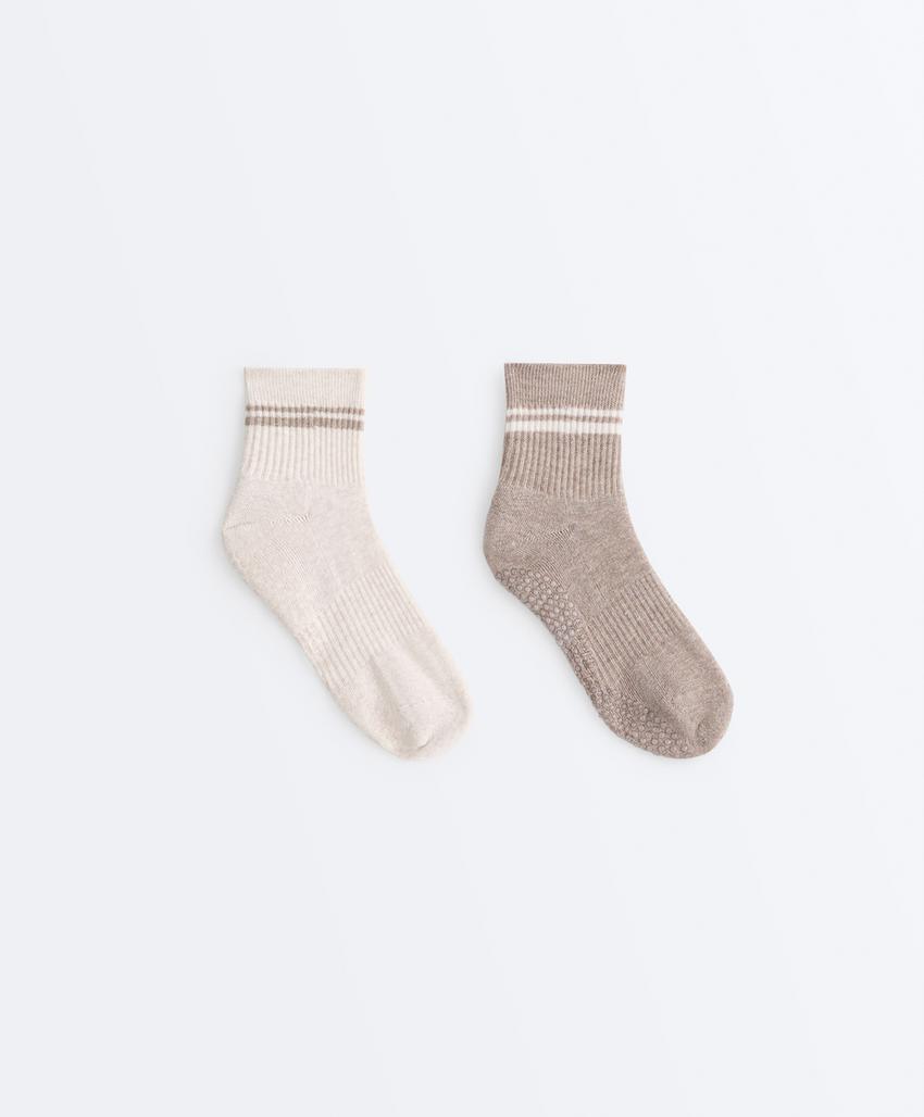 2 пары укороченных носков для йоги и пилатеса с уплотнением из хлопка