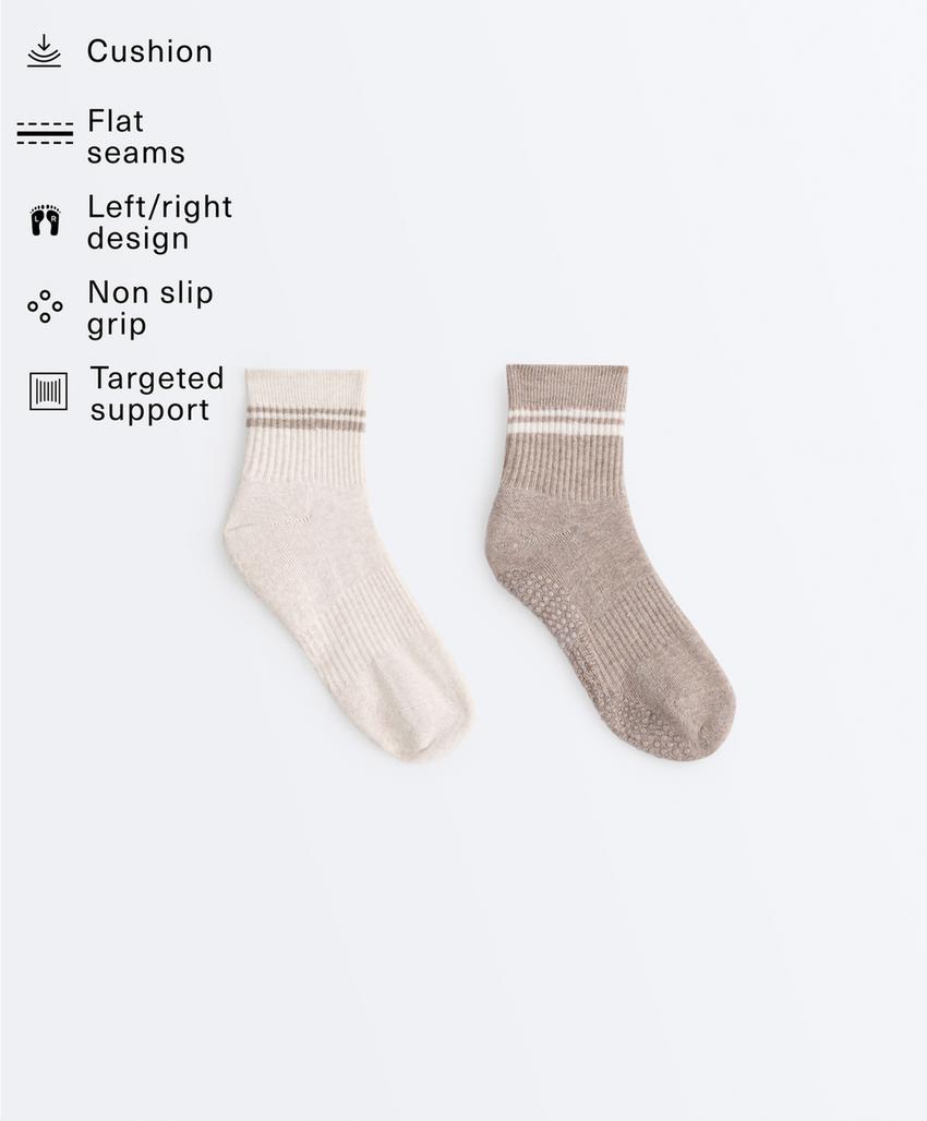 2 пары укороченных носков для йоги и пилатеса с уплотнением из хлопка