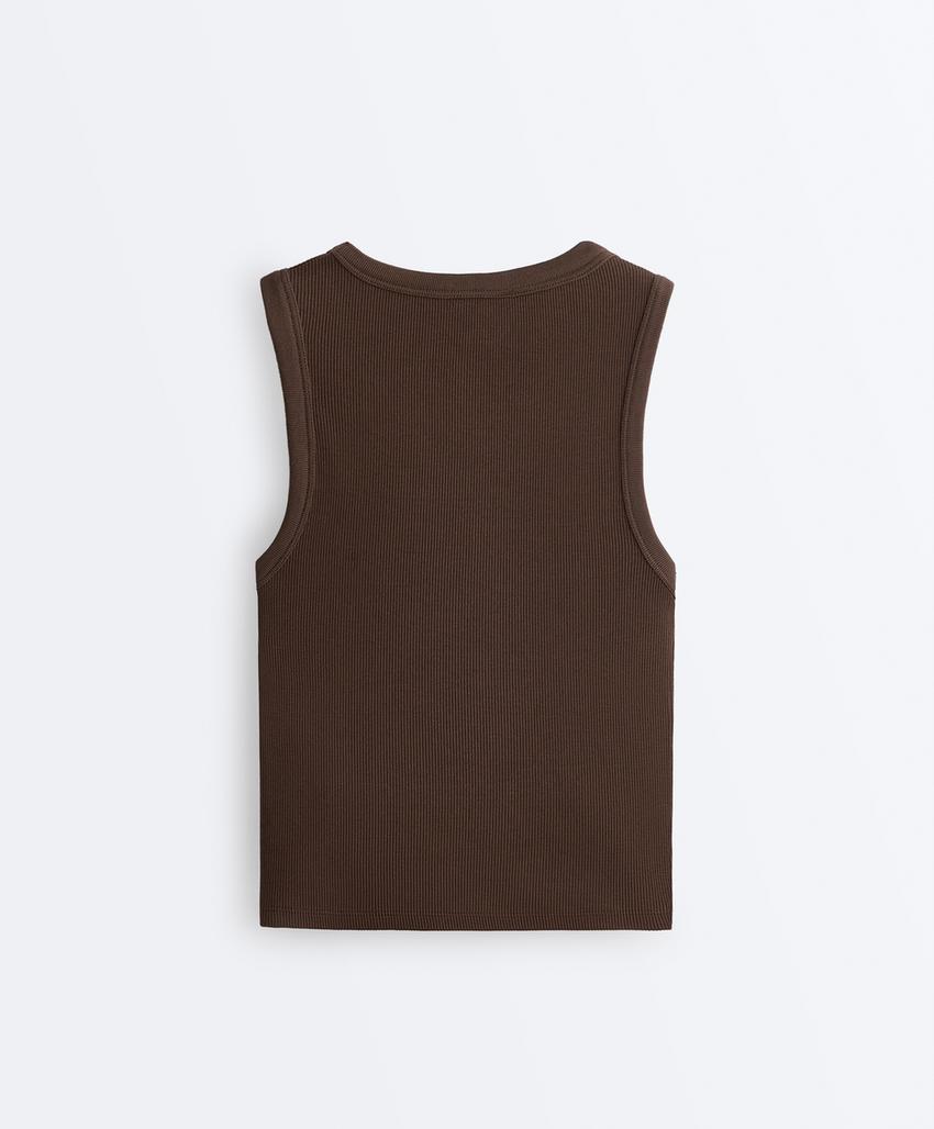 Майка Rib с широкими бретельками из хлопка и модала