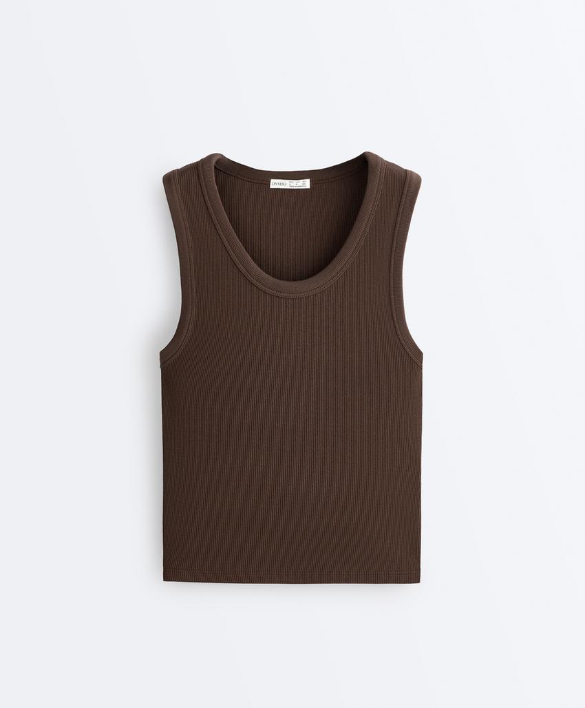 Майка Rib с широкими бретельками из хлопка и модала