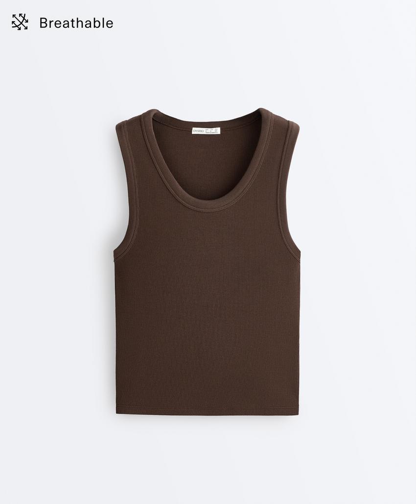 Майка Rib с широкими бретельками из хлопка и модала