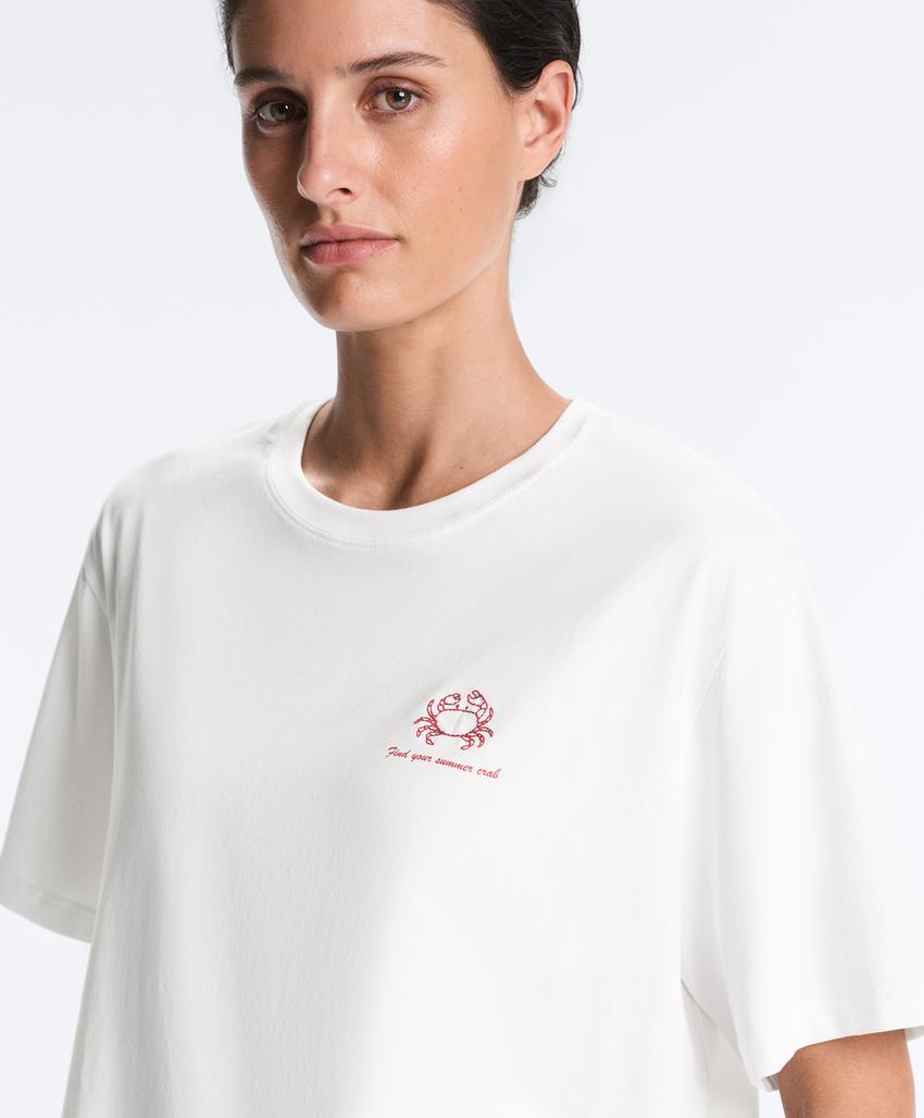 Футболка boxy с короткими рукавами и надписью из смесового хлопка