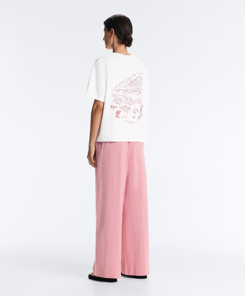 Футболка boxy с короткими рукавами и надписью из смесового хлопка