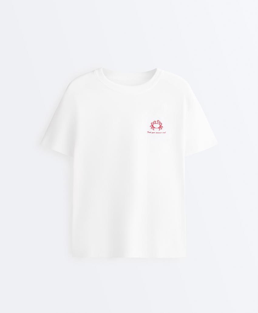 Футболка boxy с короткими рукавами и надписью из смесового хлопка