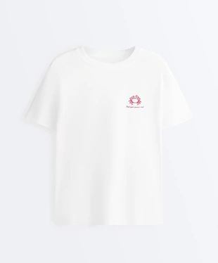 Футболка boxy с короткими рукавами и надписью из смесового хлопка- Заказать в России