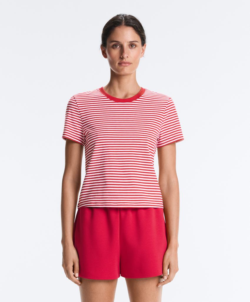 Футболка в полоску из смесового хлопка с короткими рукавами