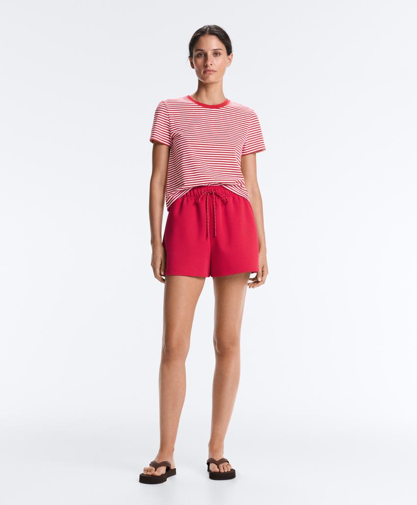 Футболка в полоску из смесового хлопка с короткими рукавами