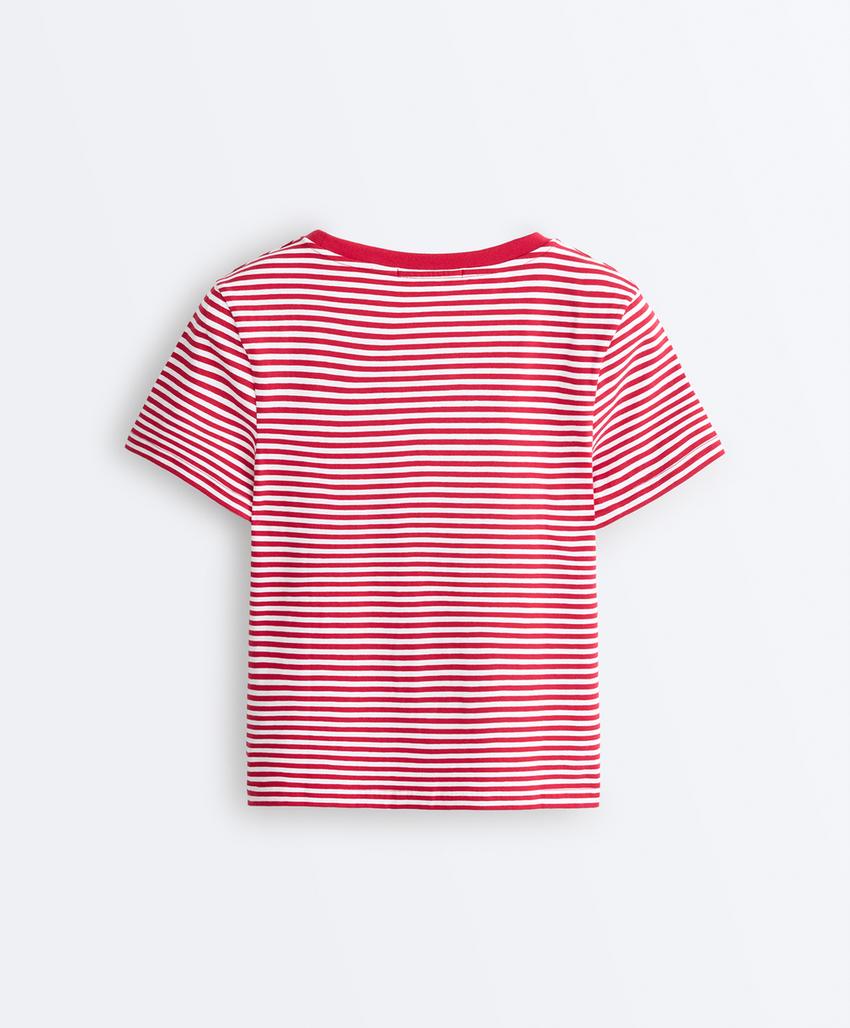 Футболка в полоску из смесового хлопка с короткими рукавами