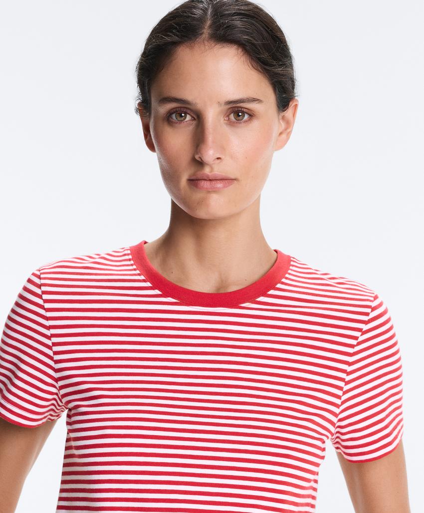 Футболка в полоску из смесового хлопка с короткими рукавами