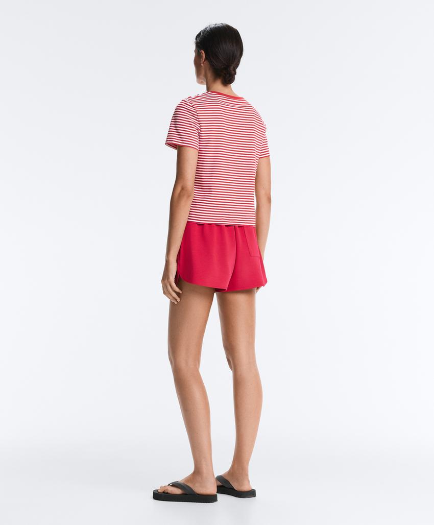 Футболка в полоску из смесового хлопка с короткими рукавами