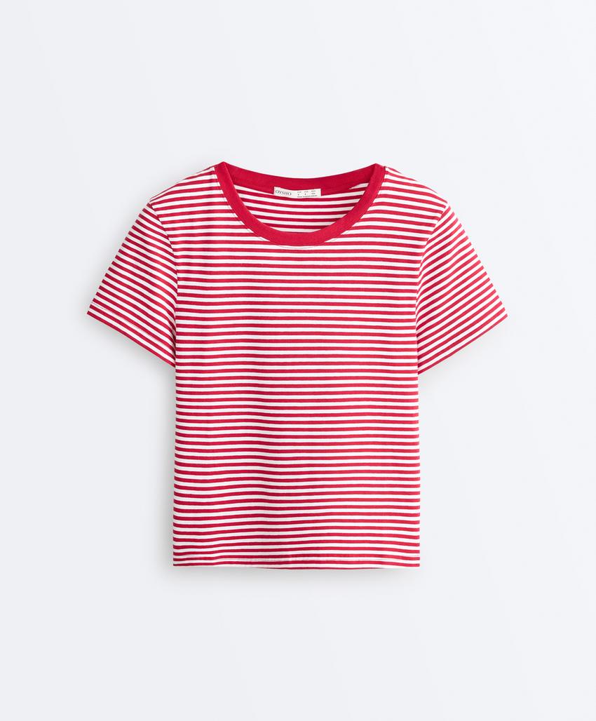 Футболка в полоску из смесового хлопка с короткими рукавами
