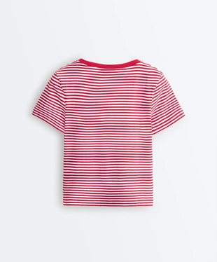 Футболка в полоску из смесового хлопка с короткими рукавами- Заказать в России