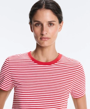 Футболка в полоску из смесового хлопка с короткими рукавами- Заказать в России