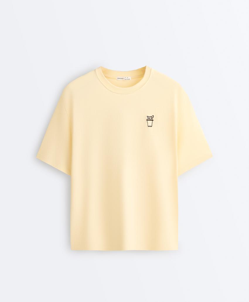 Футболка Boxy из смесового хлопка с надписью