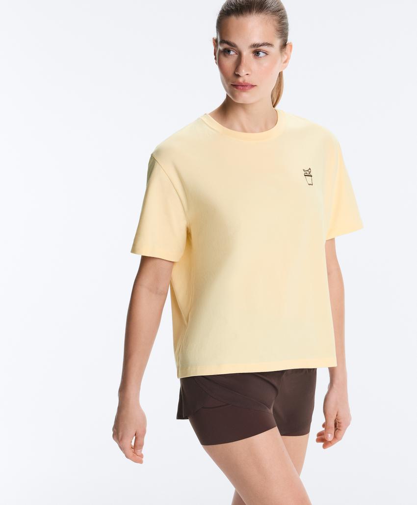 Футболка Boxy из смесового хлопка с надписью