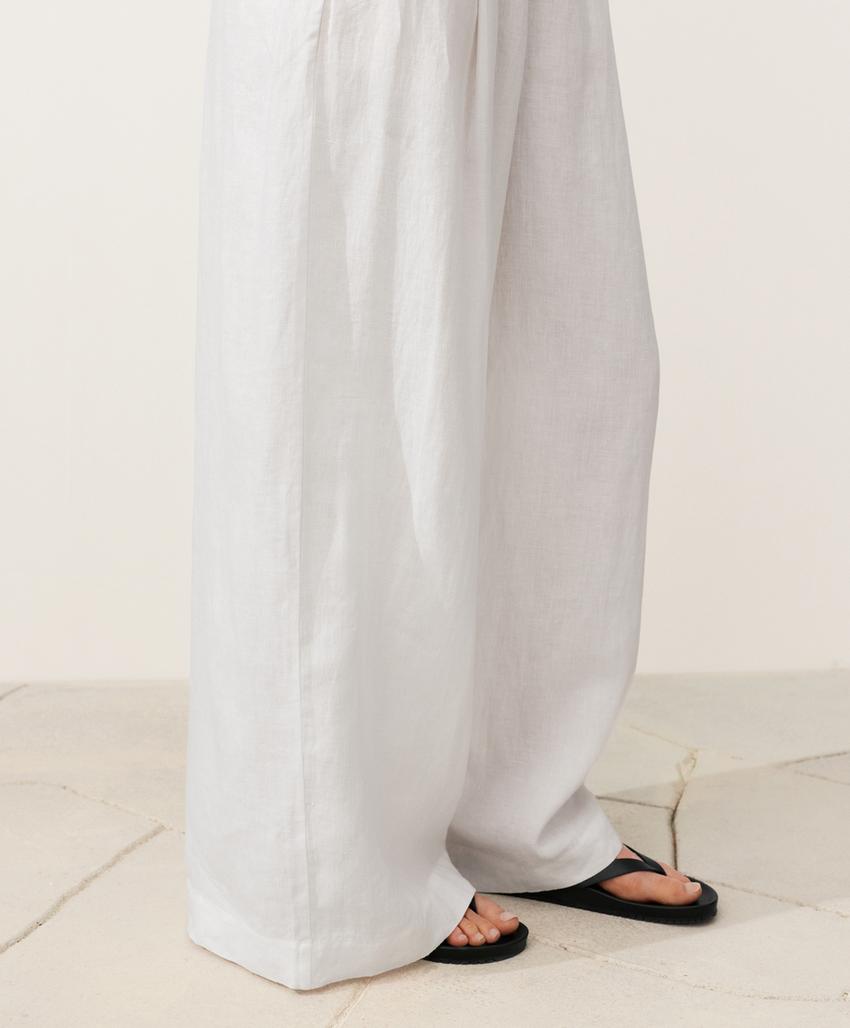 Брюки широкого кроя из 100%-го льна