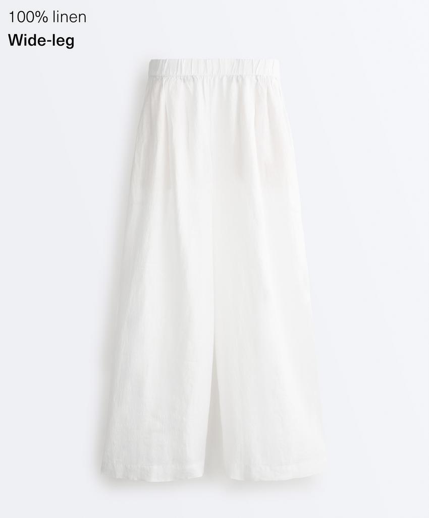 Брюки широкого кроя из 100%-го льна
