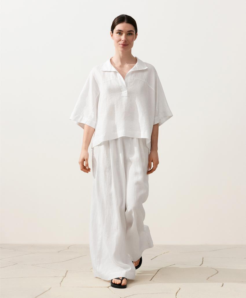 Брюки широкого кроя из 100%-го льна