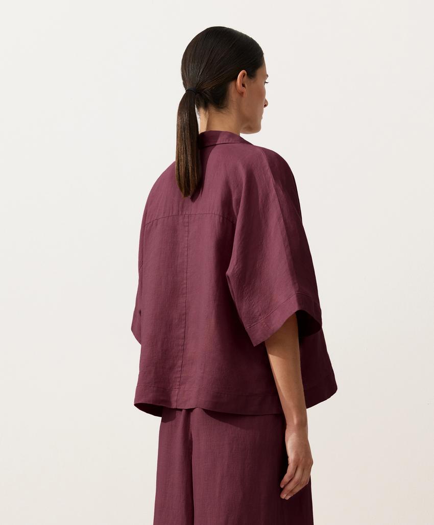 Рубашка оверсайз с короткими рукавами из 100%-го льна