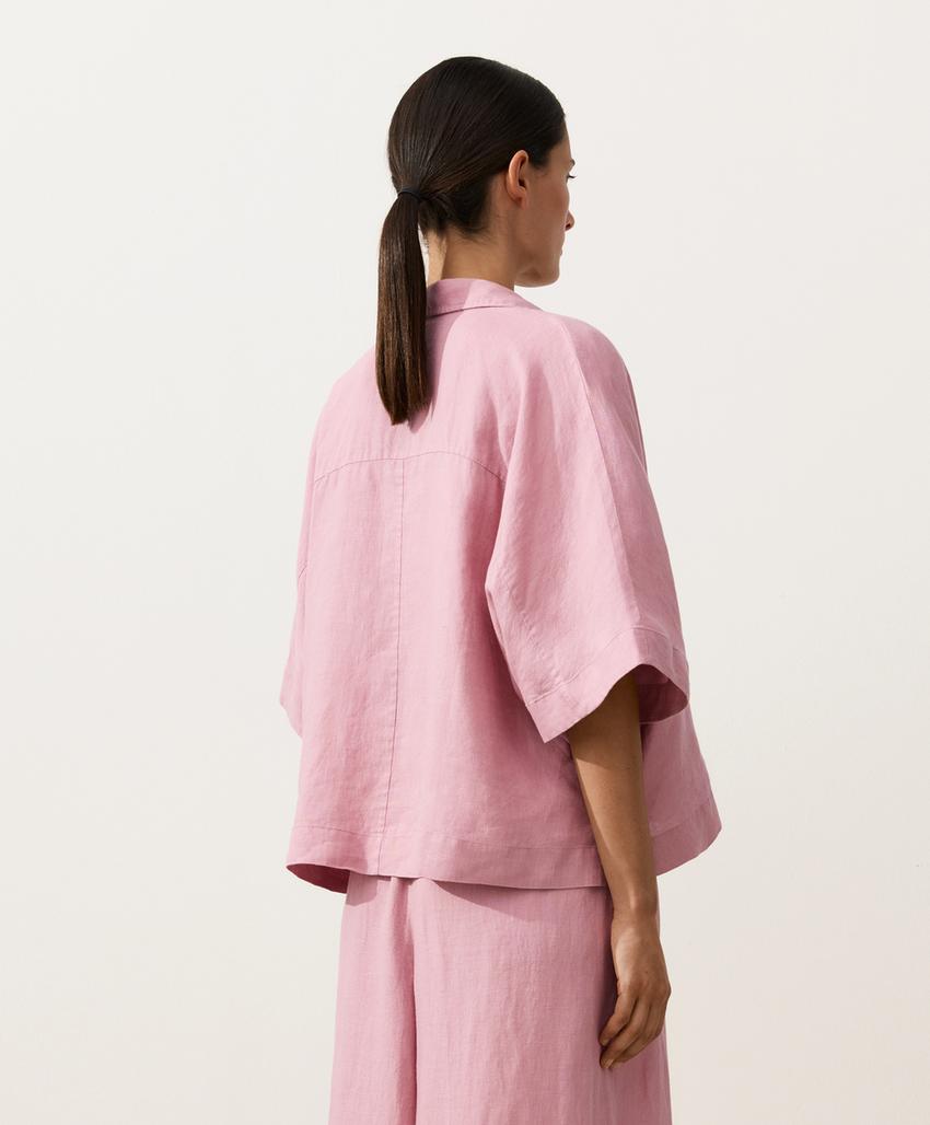 Рубашка оверсайз с короткими рукавами из 100%-го льна