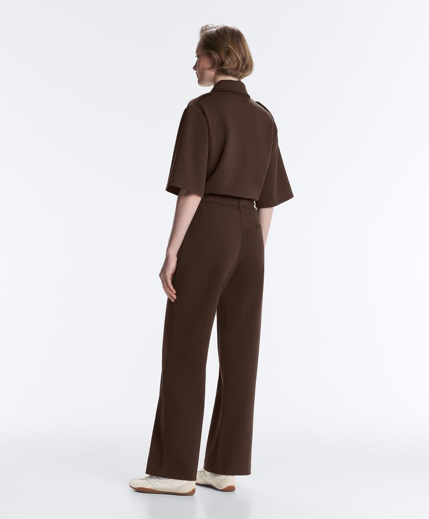 Брюки слим с низкой посадкой из хлопка пике с рельефным швом