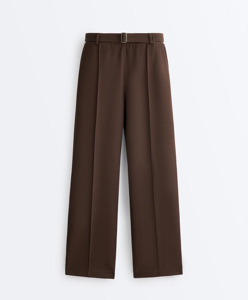 Брюки слим с низкой посадкой из хлопка пике с рельефным швом