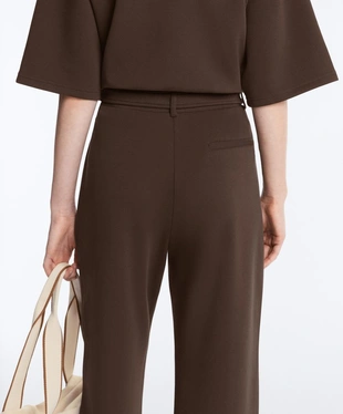 Брюки слим с низкой посадкой из хлопка пике с рельефным швом- Заказать в России