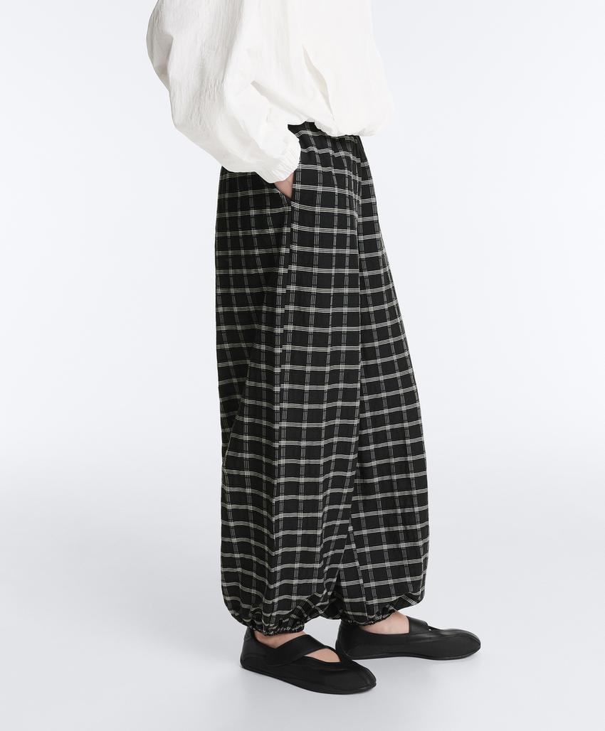 Брюки-блумеры в клетку из хлопка