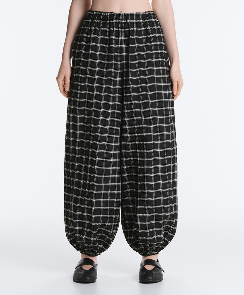 Брюки-блумеры в клетку из хлопка