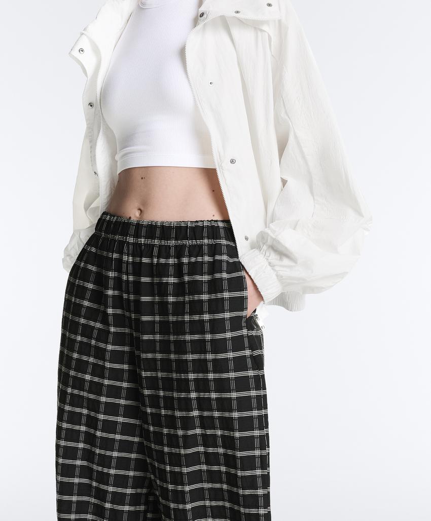 Брюки-блумеры в клетку из хлопка